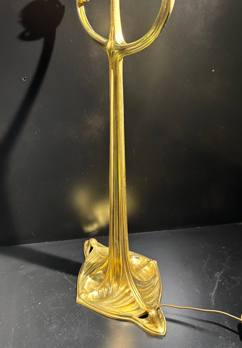 Important Louis Majorelle Art Nouveau Bronze Lamp Base-photo-3