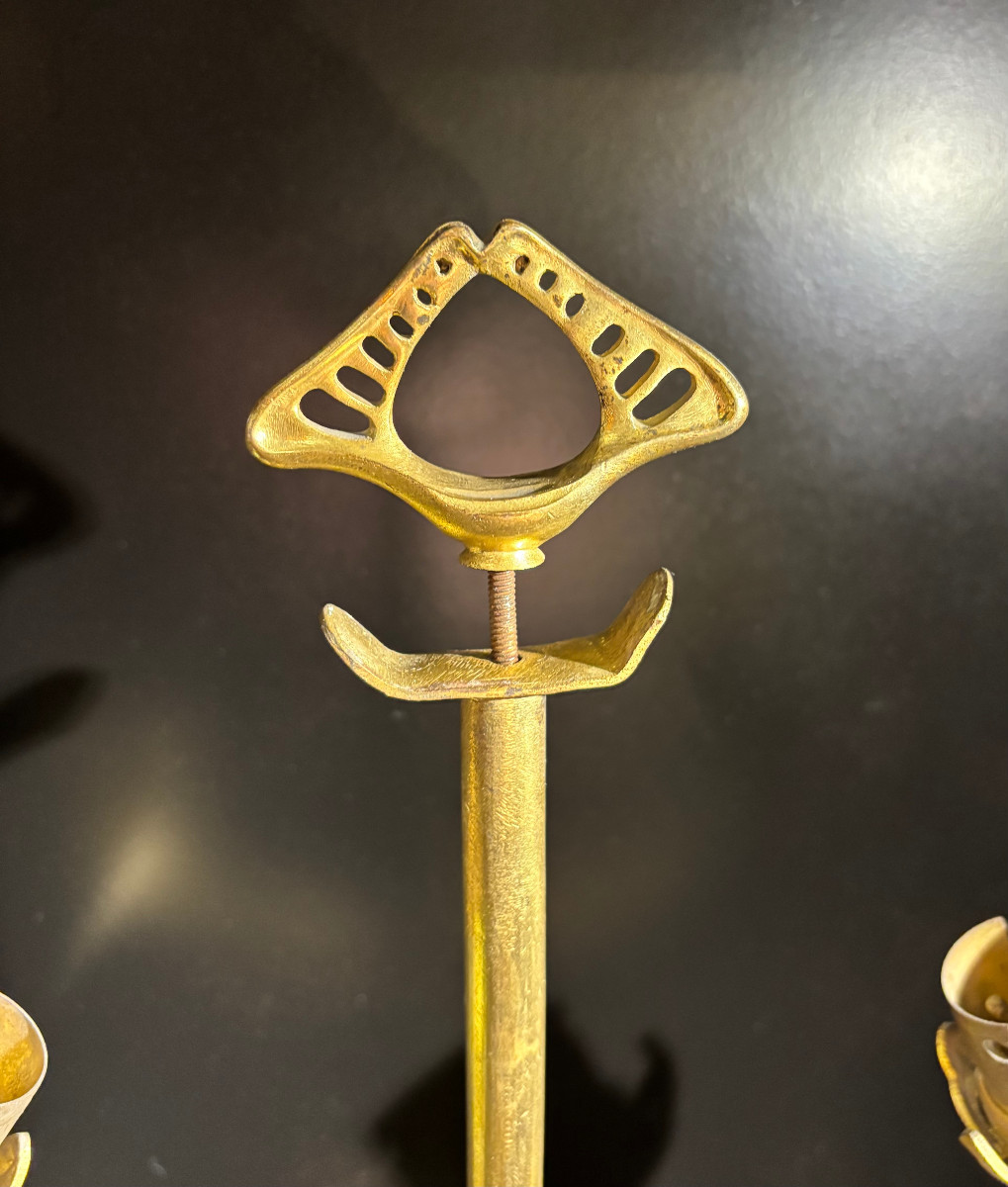 Important Louis Majorelle Art Nouveau Bronze Lamp Base-photo-5