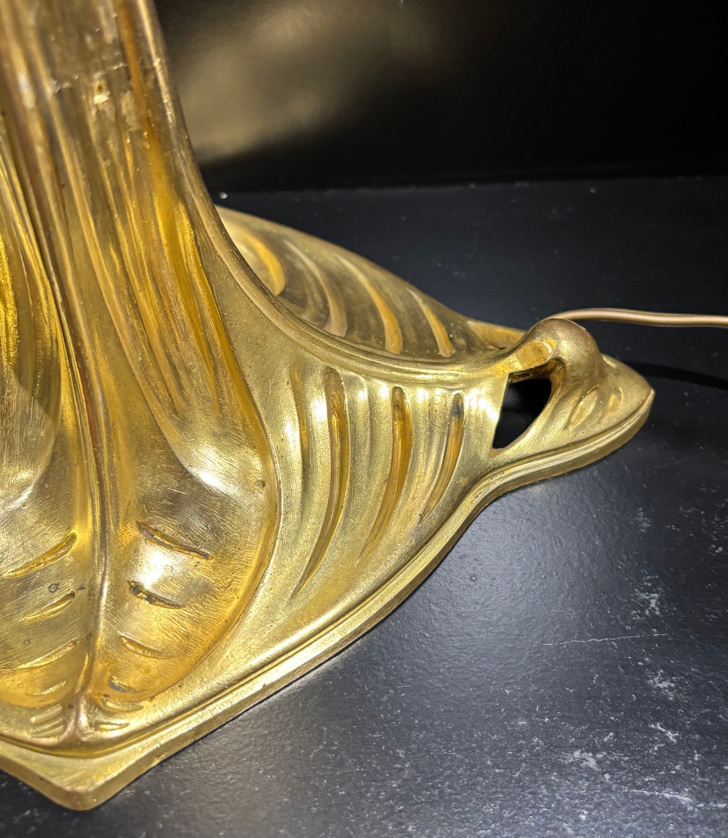 Important Louis Majorelle Art Nouveau Bronze Lamp Base-photo-4