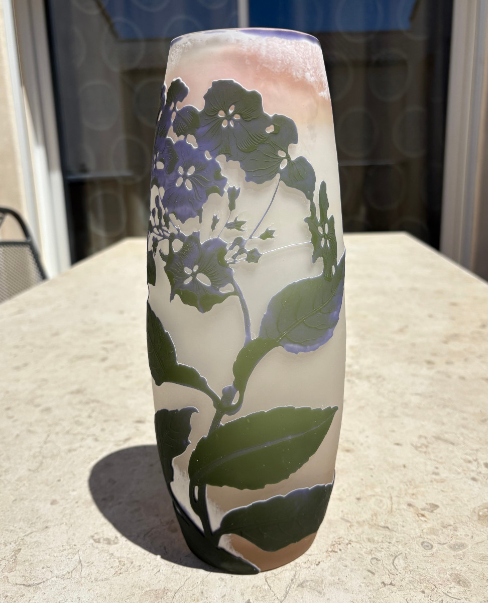 Vase Art Nouveau aux Hortensias Emile Gallé Nancy-photo-2