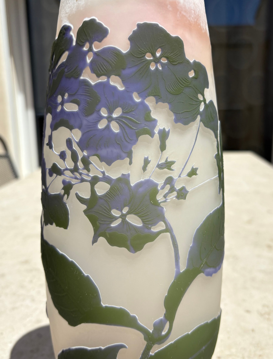 Vase Art Nouveau aux Hortensias Emile Gallé Nancy-photo-2