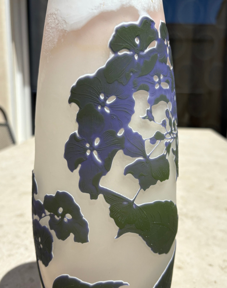 Vase Art Nouveau aux Hortensias Emile Gallé Nancy-photo-3