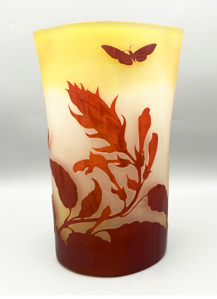 Art Nouveau Vase With Butterflies Emile Gallé Nancy-photo-2