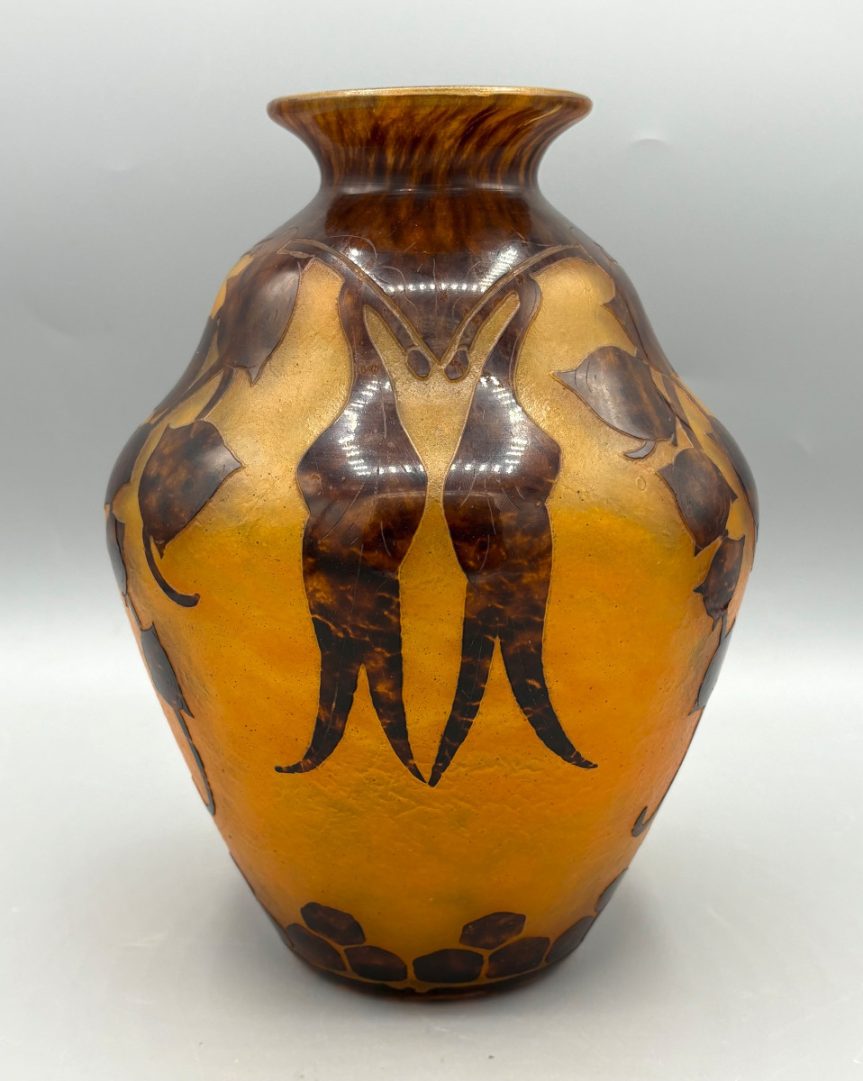 Art Deco Vase "eucalyptus" Schneider Le Verre Francais-photo-2