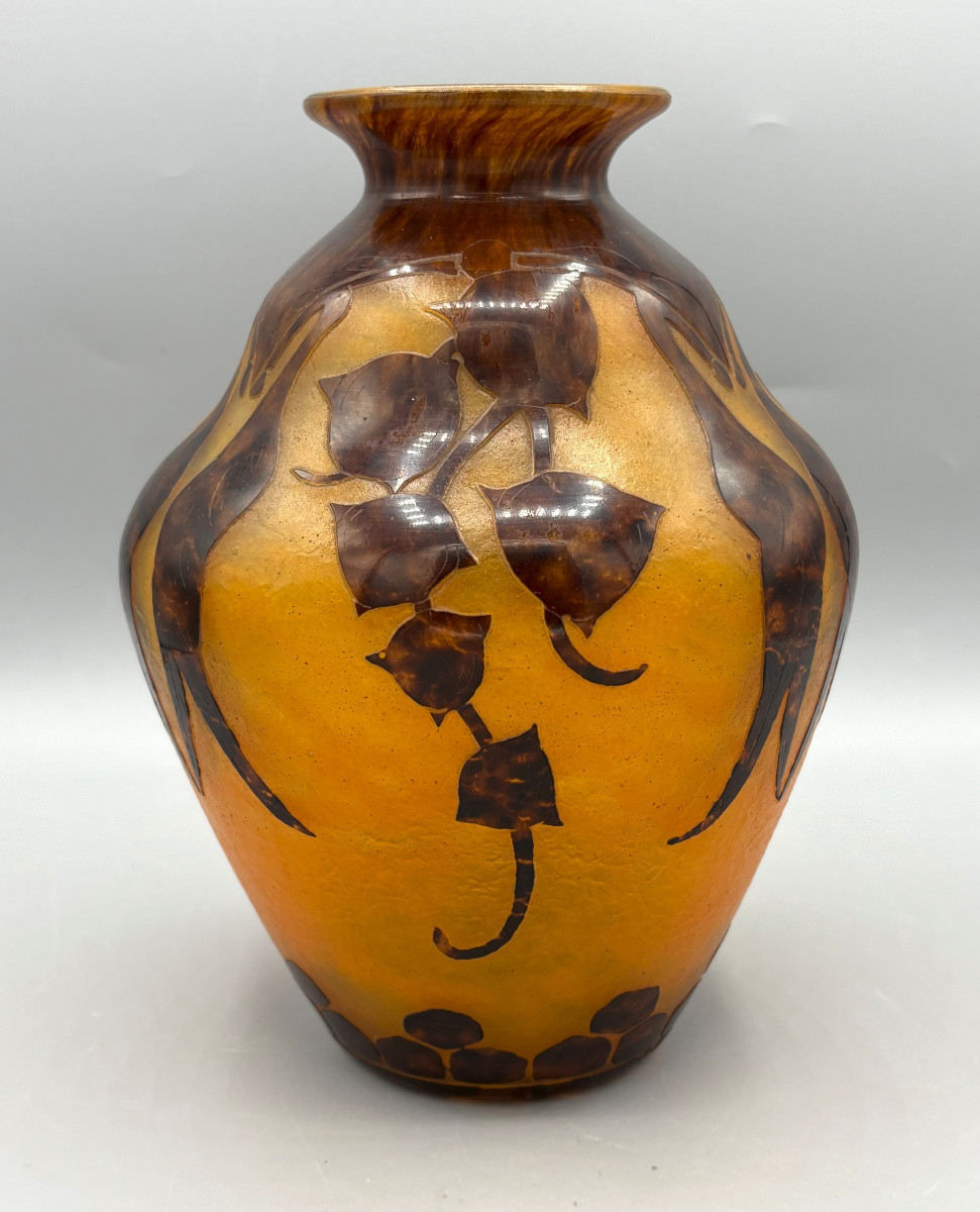 Art Deco Vase "eucalyptus" Schneider Le Verre Francais