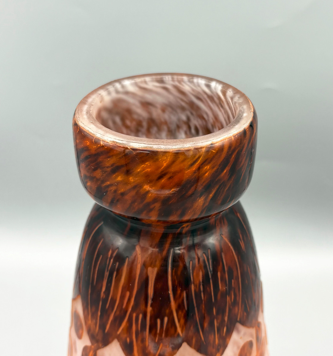 Vase Art Déco "Rubaniers" Schneider Le Verre Français-photo-3