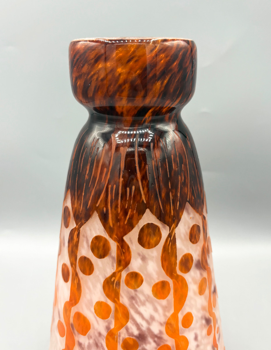 Vase Art Déco "Rubaniers" Schneider Le Verre Français-photo-4
