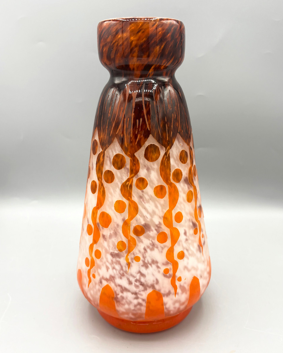 Vase Art Déco "Rubaniers" Schneider Le Verre Français-photo-2