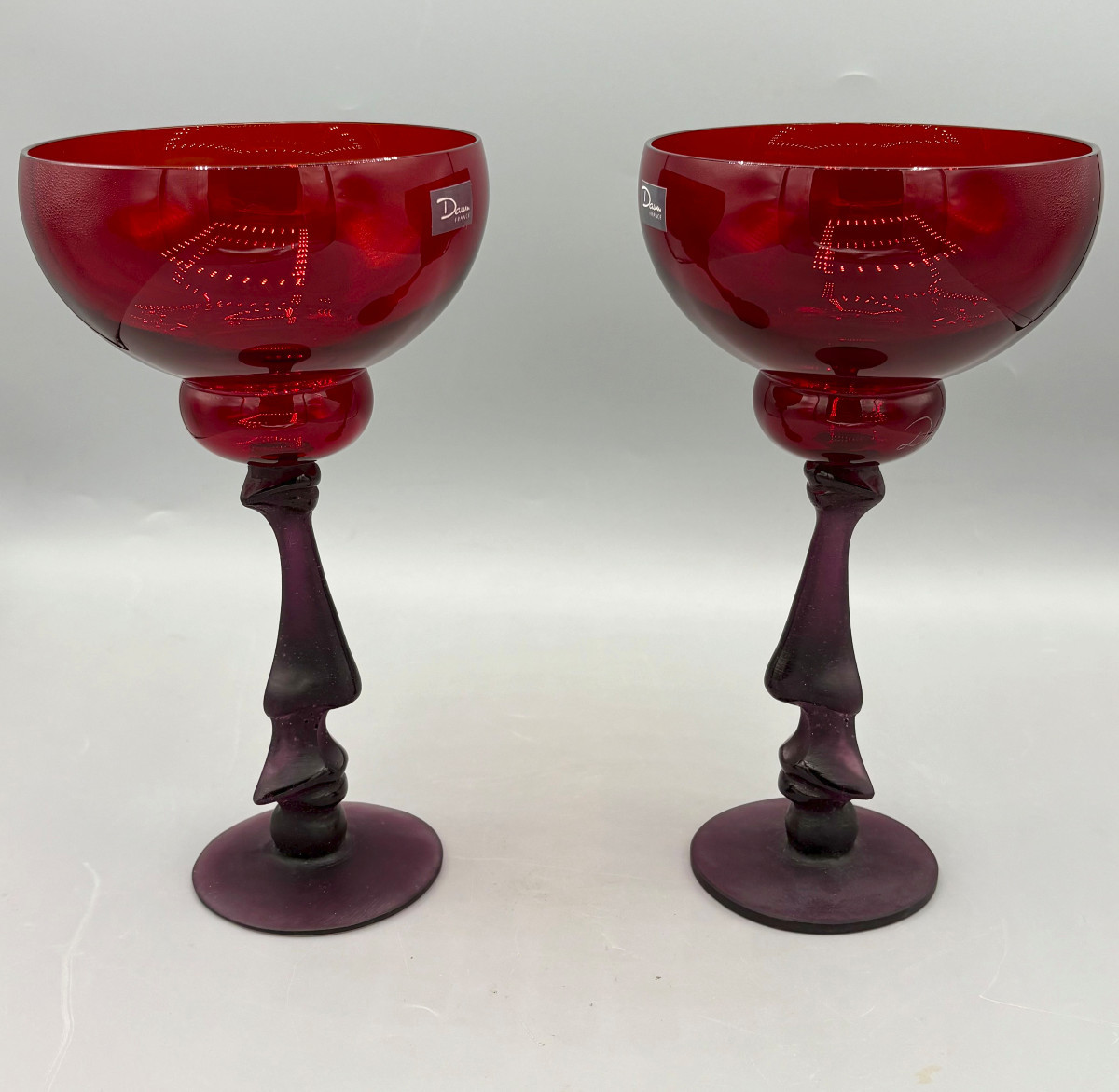 Pair Of "chalice" Model Glasses Daum France And Salvador Dali-photo-3