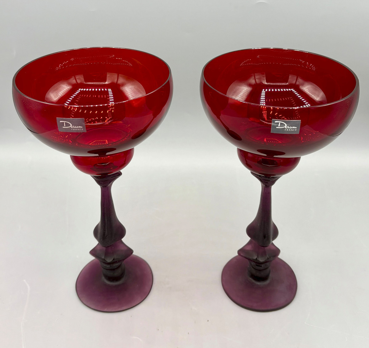 Pair Of "chalice" Model Glasses Daum France And Salvador Dali-photo-4