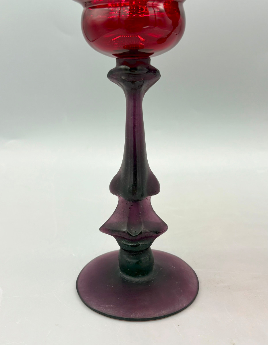 Pair Of "chalice" Model Glasses Daum France And Salvador Dali-photo-3