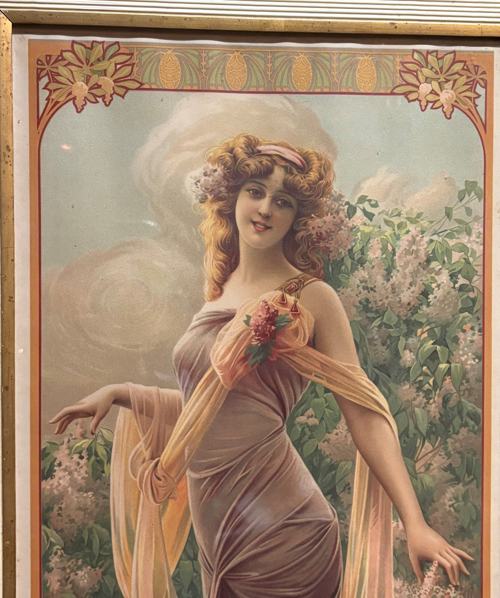 Lithographie Art Nouveau signée Gaspar Camps era Mucha-photo-2