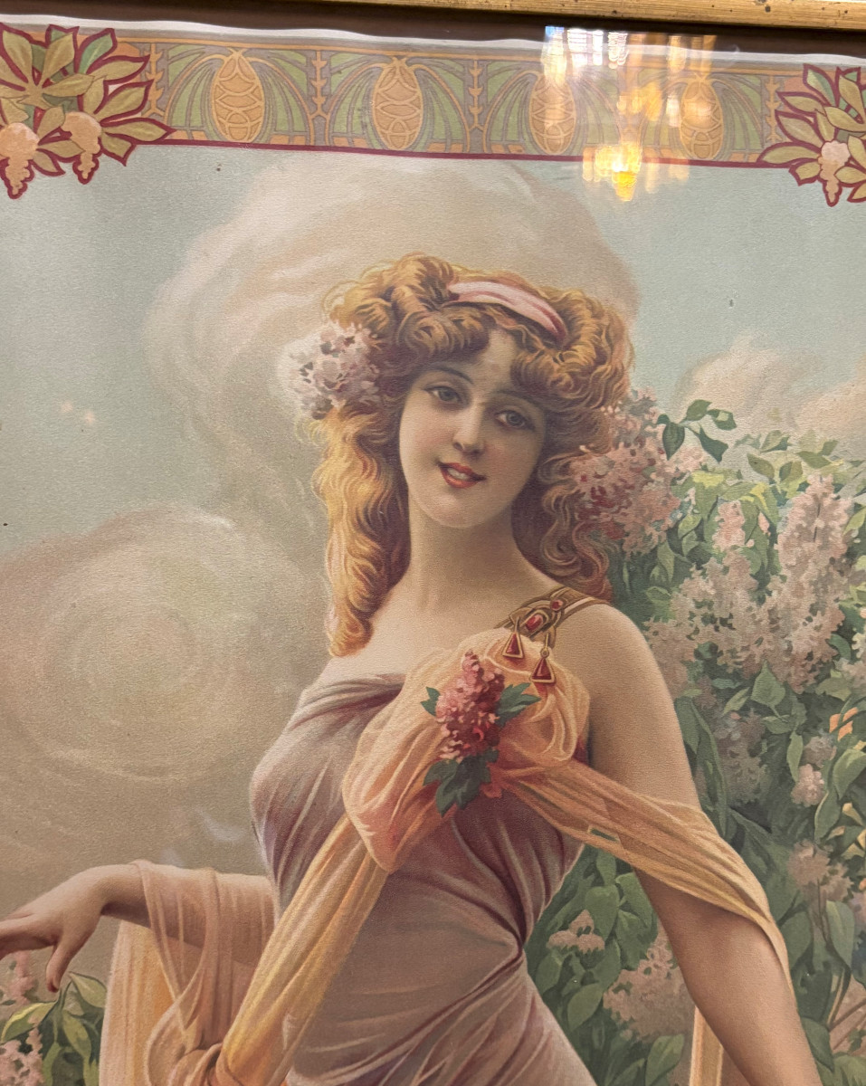 Lithographie Art Nouveau signée Gaspar Camps era Mucha-photo-4