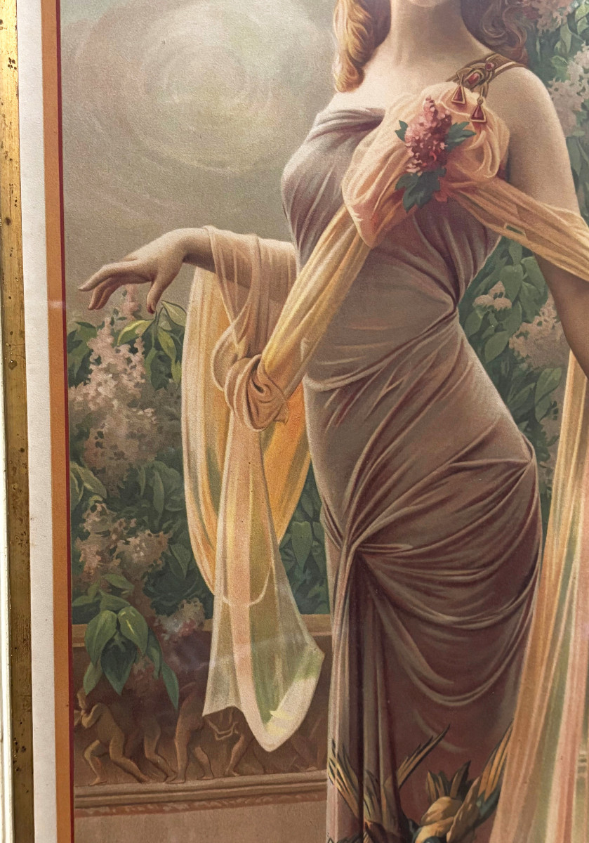 Lithographie Art Nouveau signée Gaspar Camps era Mucha-photo-1