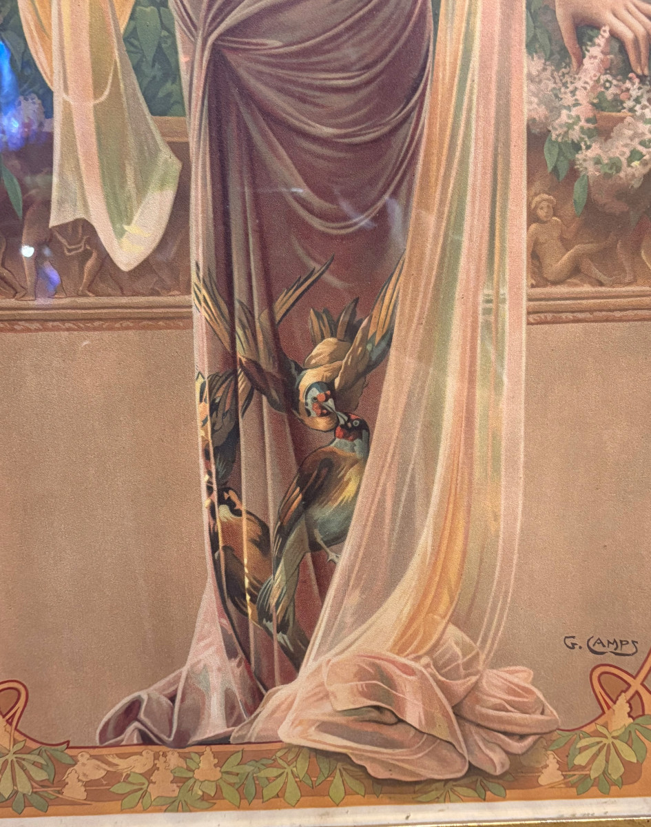 Lithographie Art Nouveau signée Gaspar Camps era Mucha-photo-2