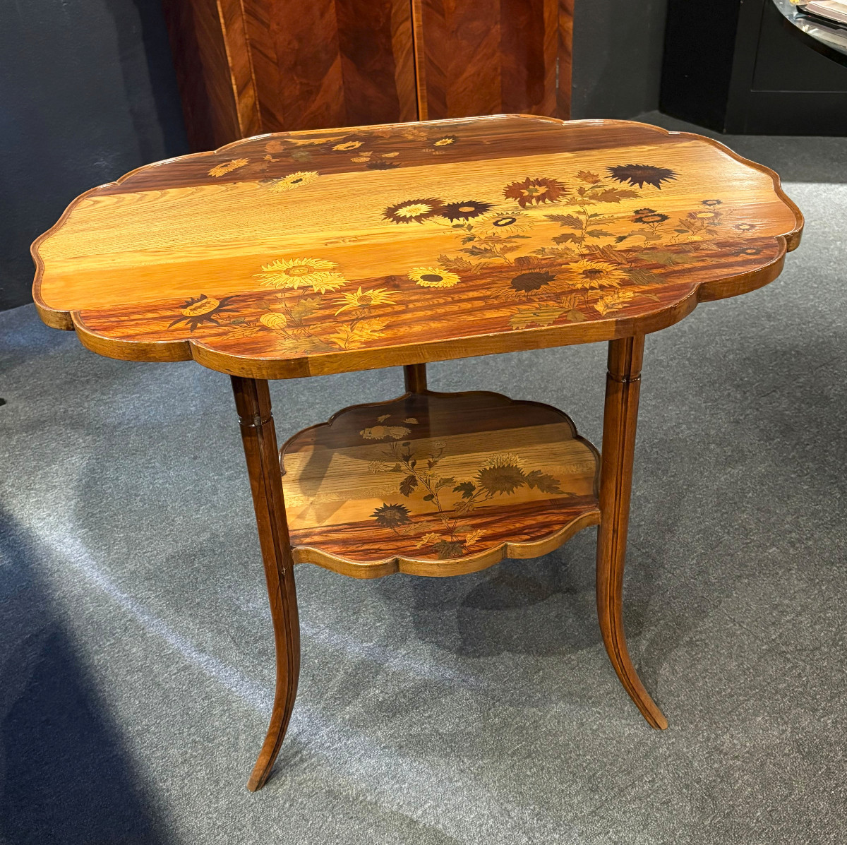 Table de Milieu Art Nouveau aux Chardons Emile Gallé Nancy-photo-3