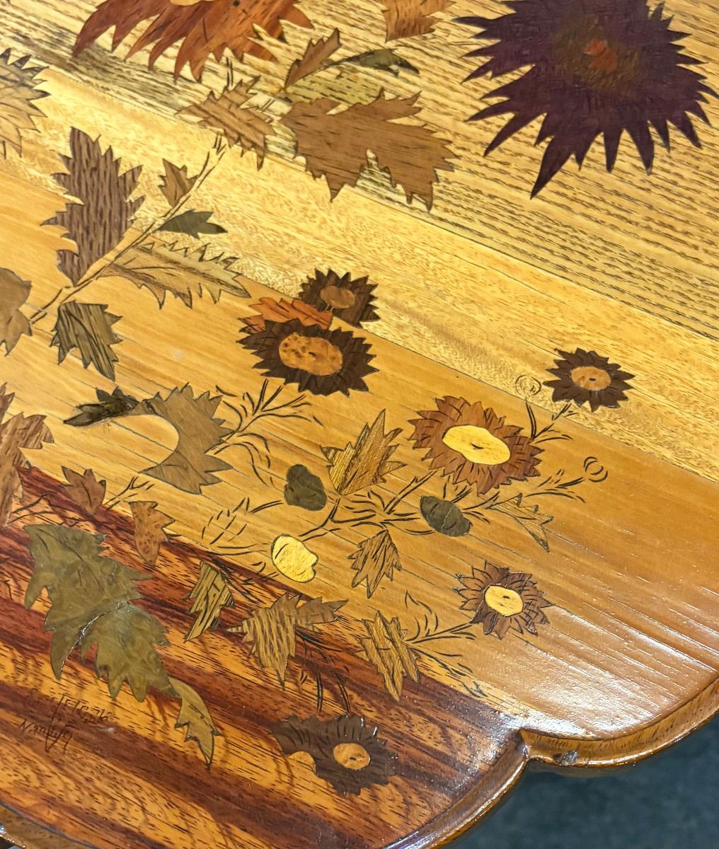 Table de Milieu Art Nouveau aux Chardons Emile Gallé Nancy-photo-2
