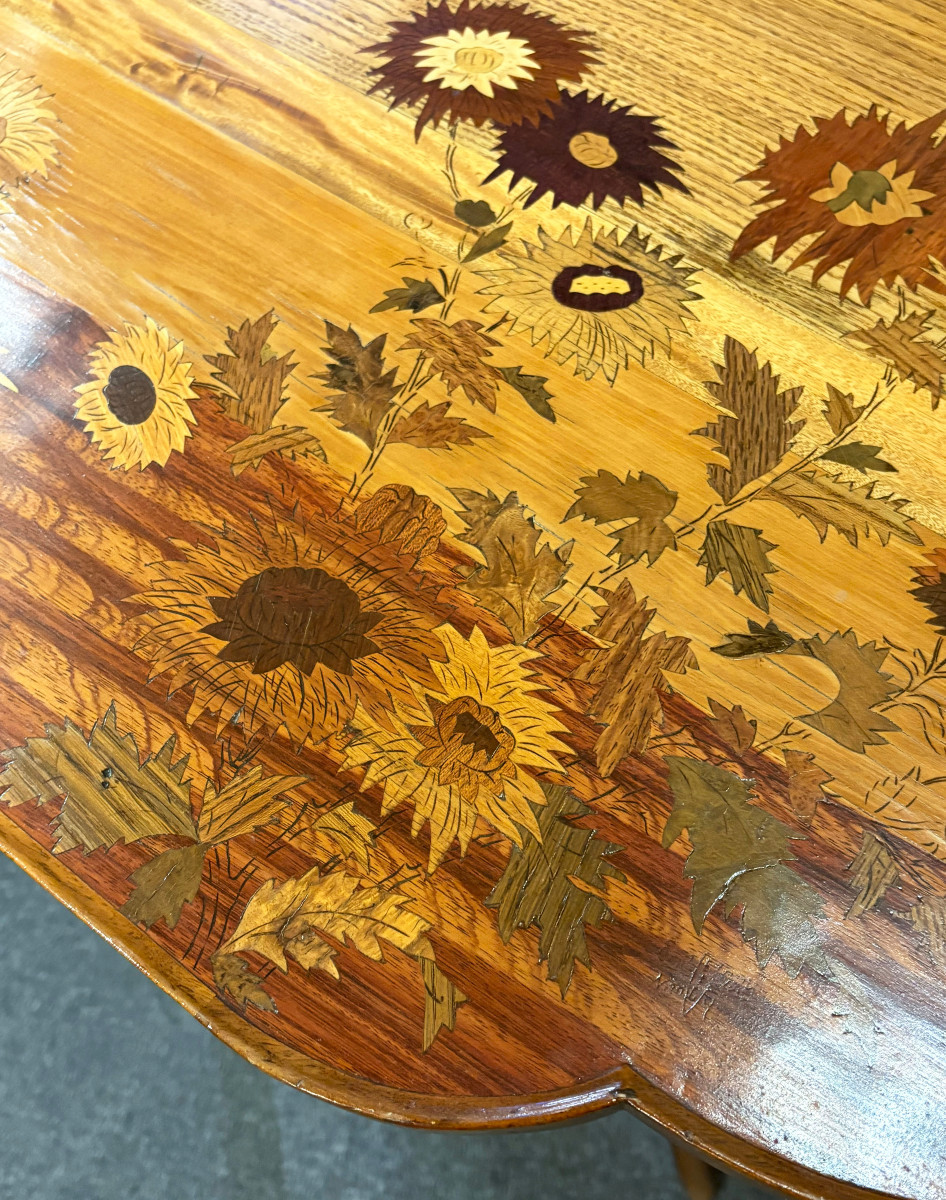 Table de Milieu Art Nouveau aux Chardons Emile Gallé Nancy-photo-3