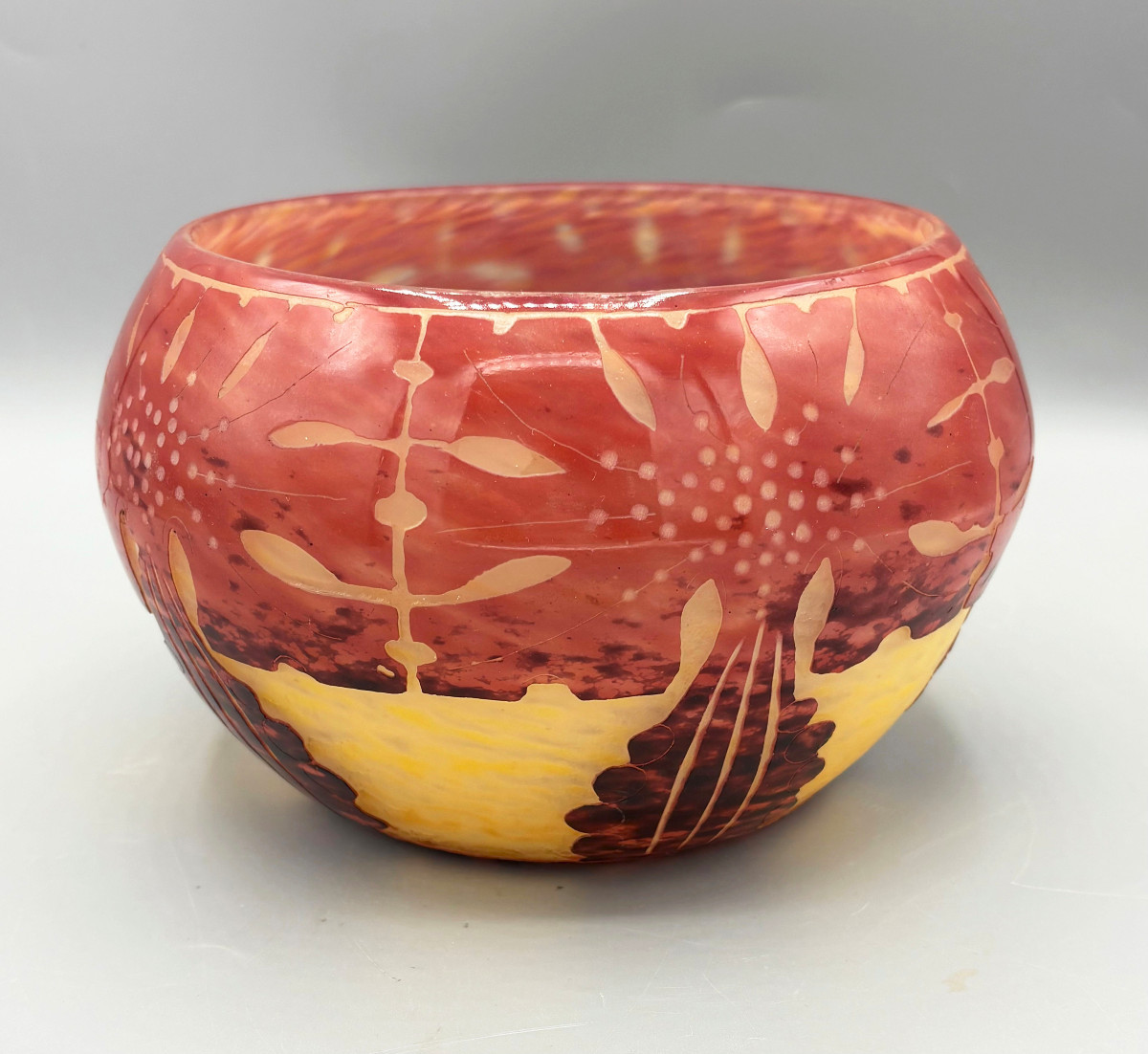 Vase Art Déco "Amarantes" Schneider Le Verre Français-photo-2