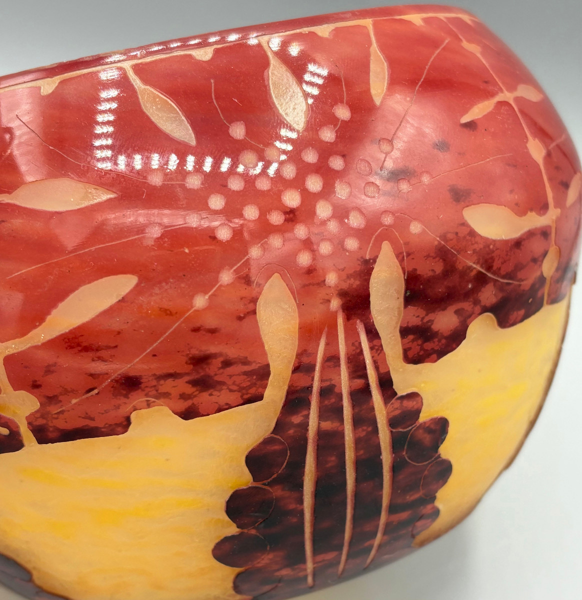 Vase Art Déco "Amarantes" Schneider Le Verre Français-photo-3