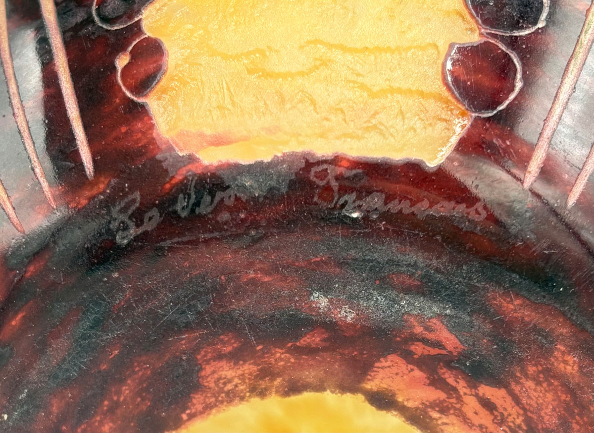 Vase Art Déco "Amarantes" Schneider Le Verre Français-photo-6