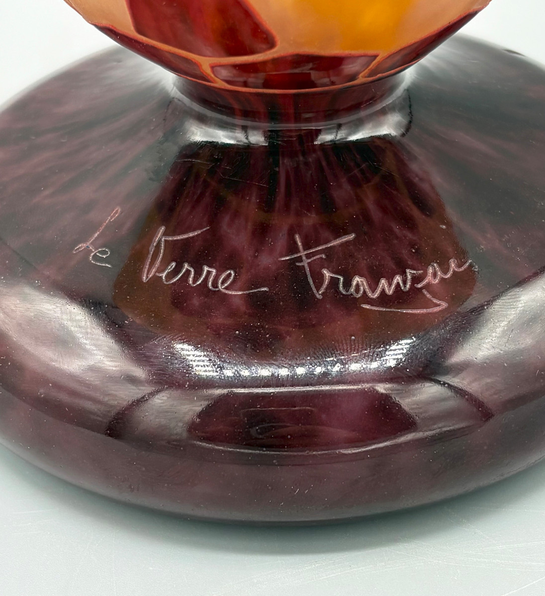 Grand vase Art Déco "Epinettes" Schneider Le Verre Français-photo-5