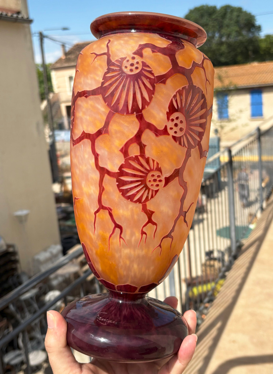 Grand vase Art Déco "Epinettes" Schneider Le Verre Français-photo-8