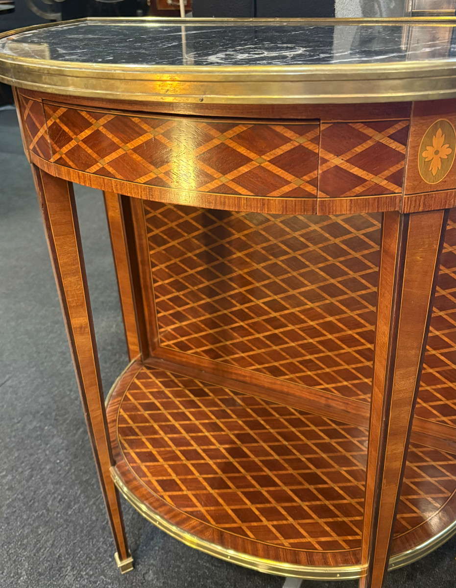 Console In Marquetry Of Crosses Signed Escalier De Cristal 19th Century-photo-2