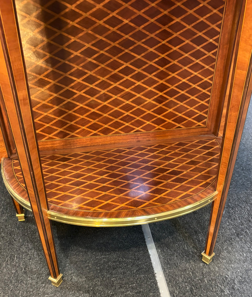 Console In Marquetry Of Crosses Signed Escalier De Cristal 19th Century-photo-3