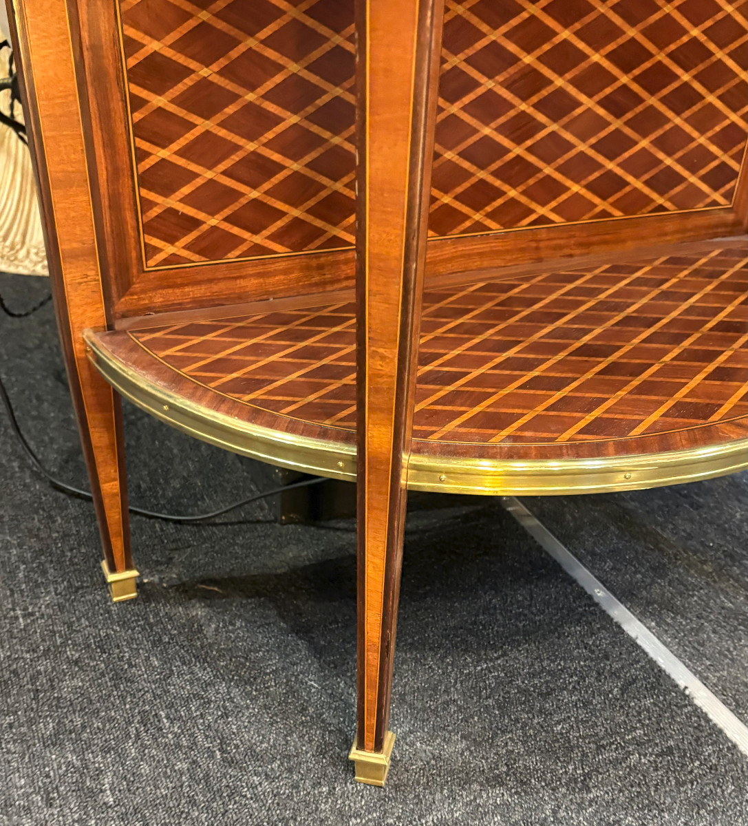 Console In Marquetry Of Crosses Signed Escalier De Cristal 19th Century-photo-4