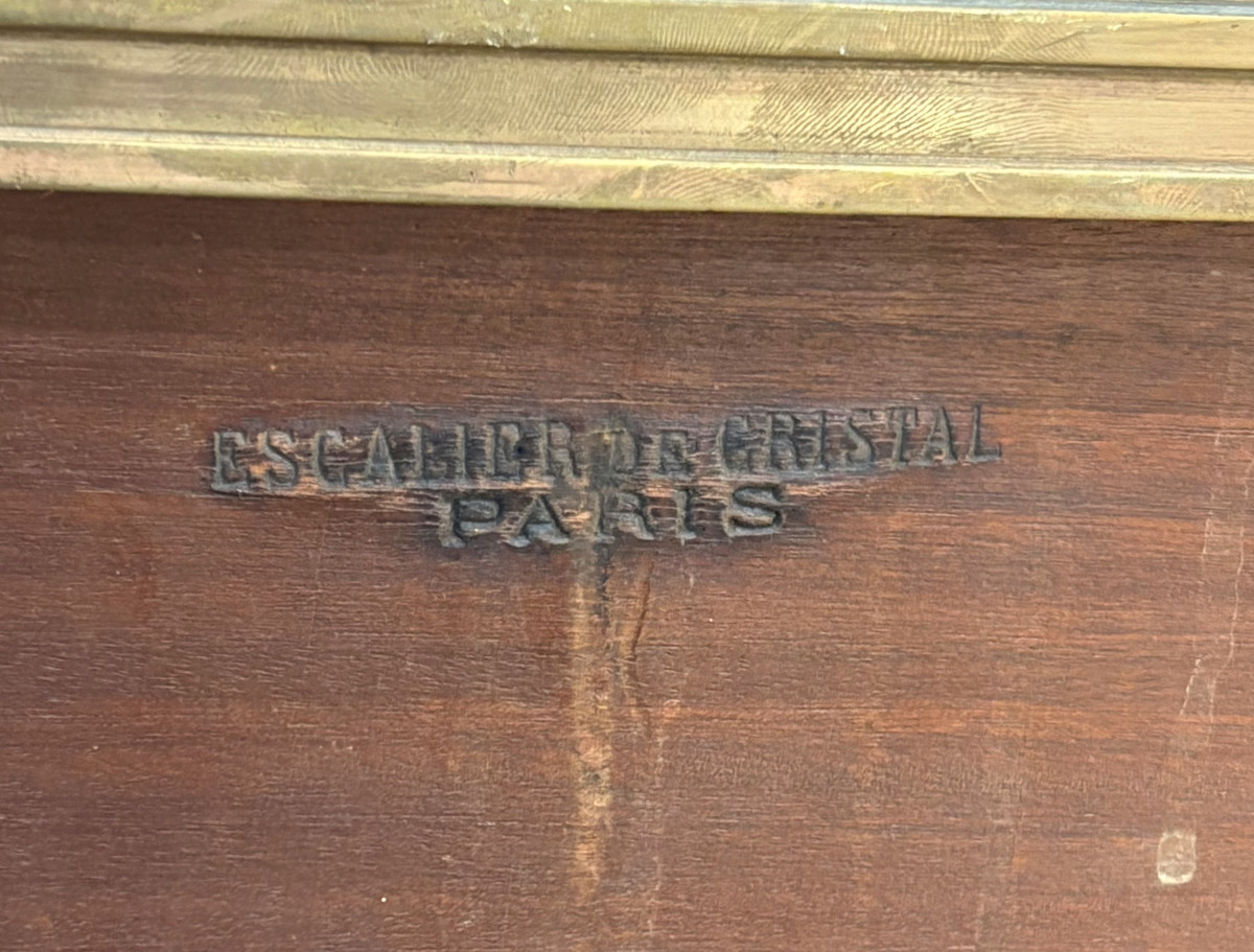 Console In Marquetry Of Crosses Signed Escalier De Cristal 19th Century-photo-5