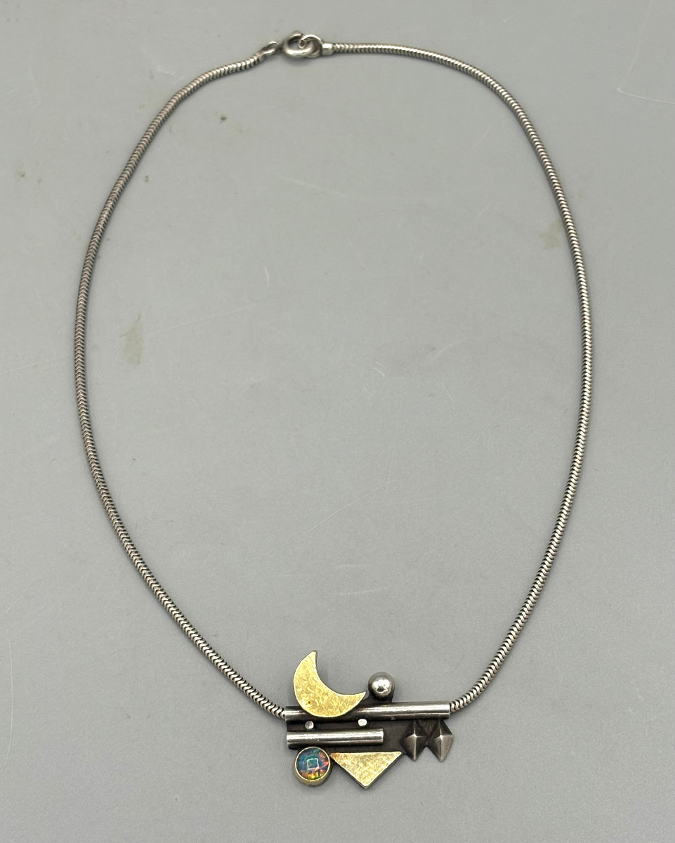 Collier Pendentif Linda Ladurner en Argent, Or et Opale-photo-2