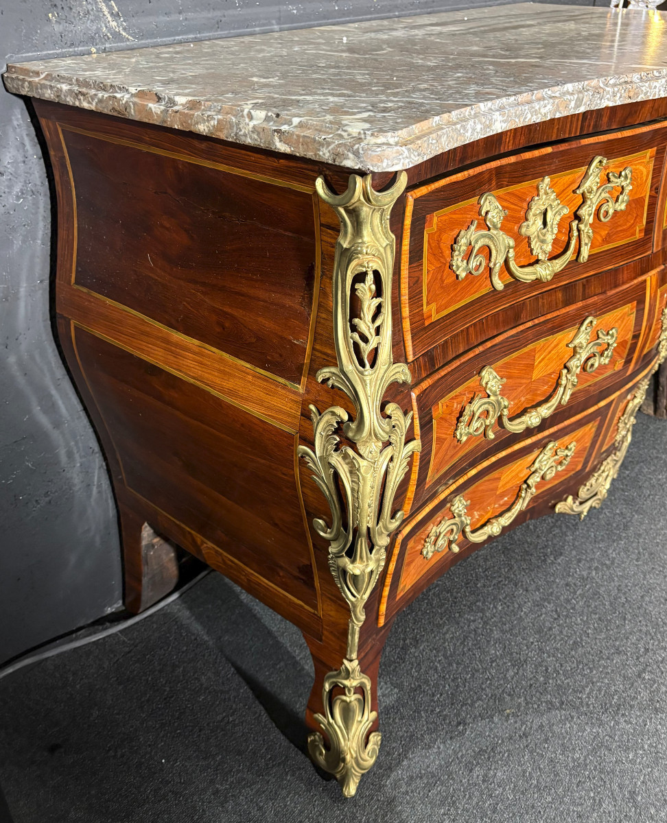 Pierre-Antoine Veaux Commode Tombeau d'époque Louis XV estampillée XVIIIe-photo-3