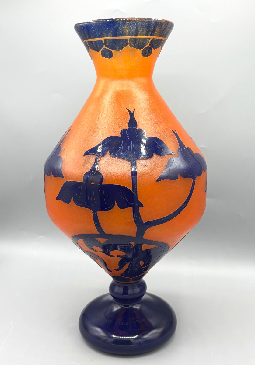 Imposant Vase Art Déco "Solanées" Schneider Le Verre Français