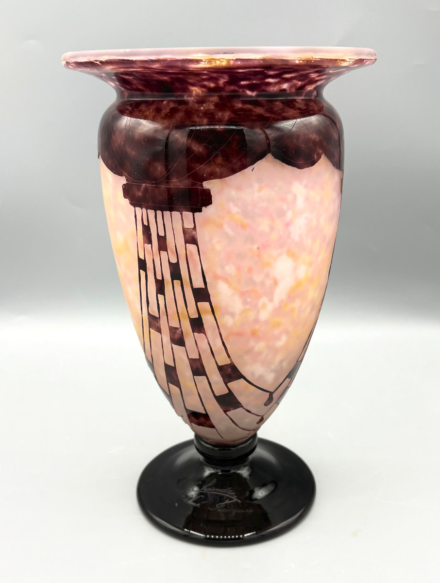 Vase Art Déco "Colliers" Schneider Le Verre Français-photo-2