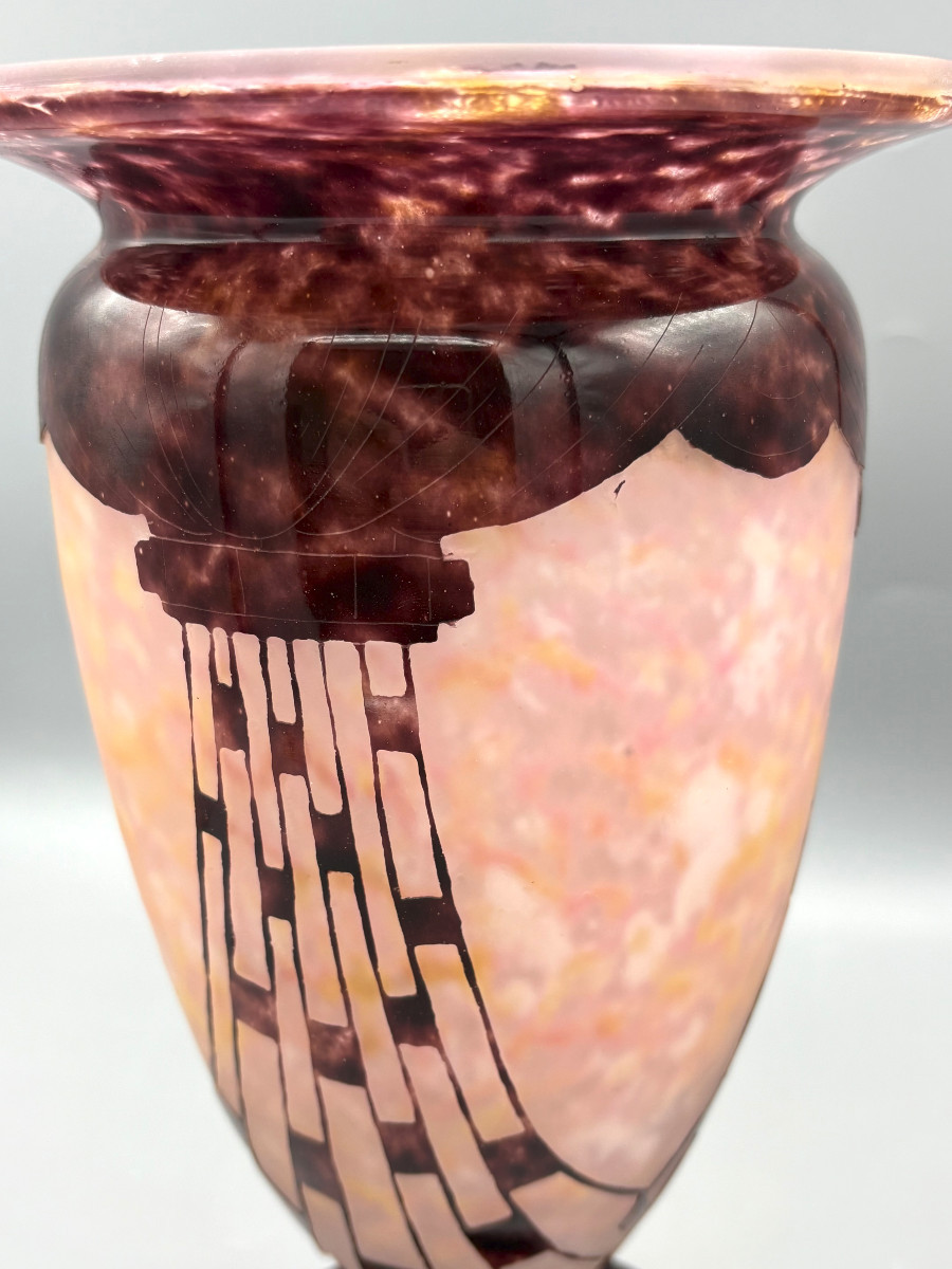 Vase Art Déco "Colliers" Schneider Le Verre Français-photo-2