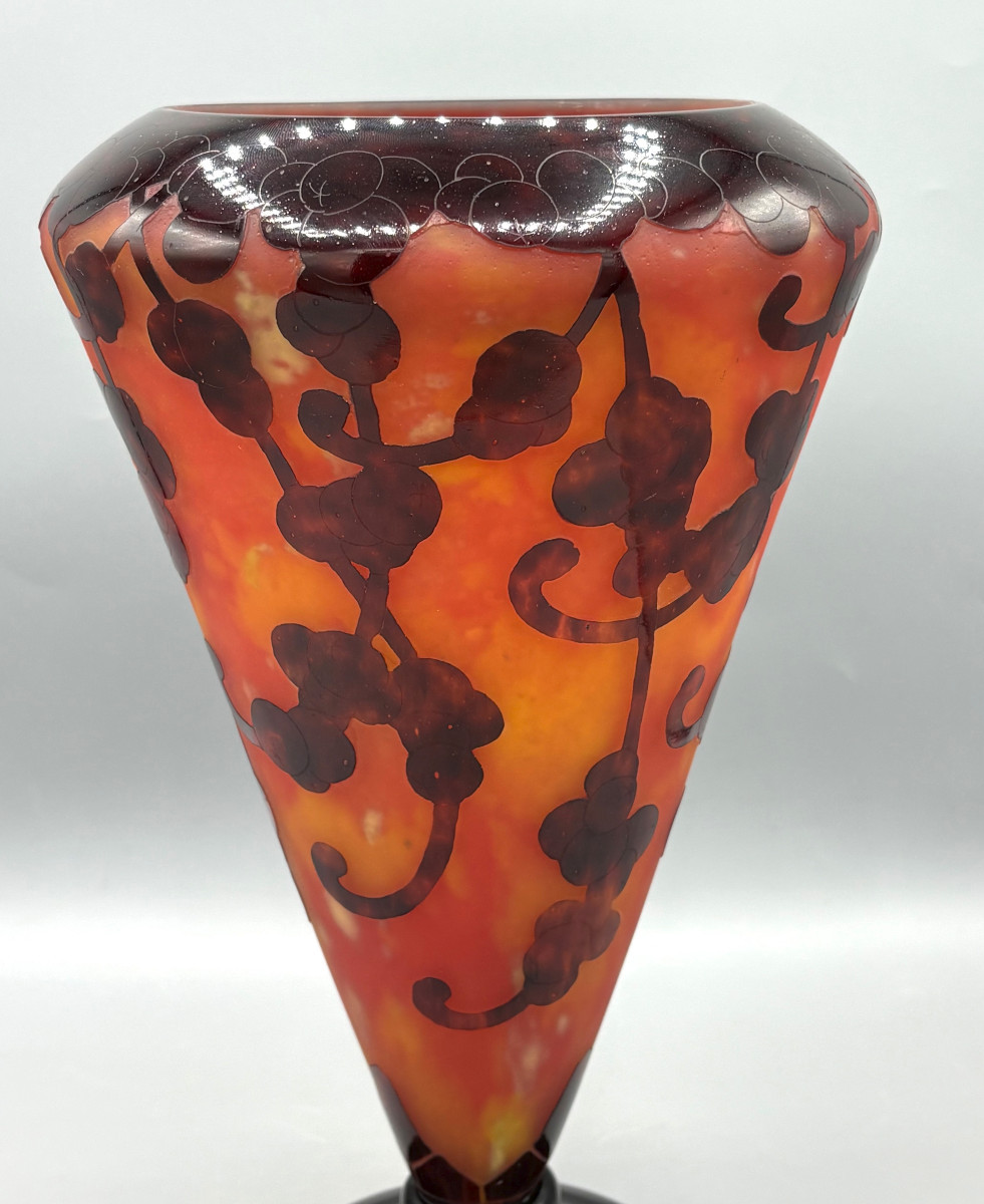 Vase Art Déco "Perlières" Schneider Le Verre Français-photo-4