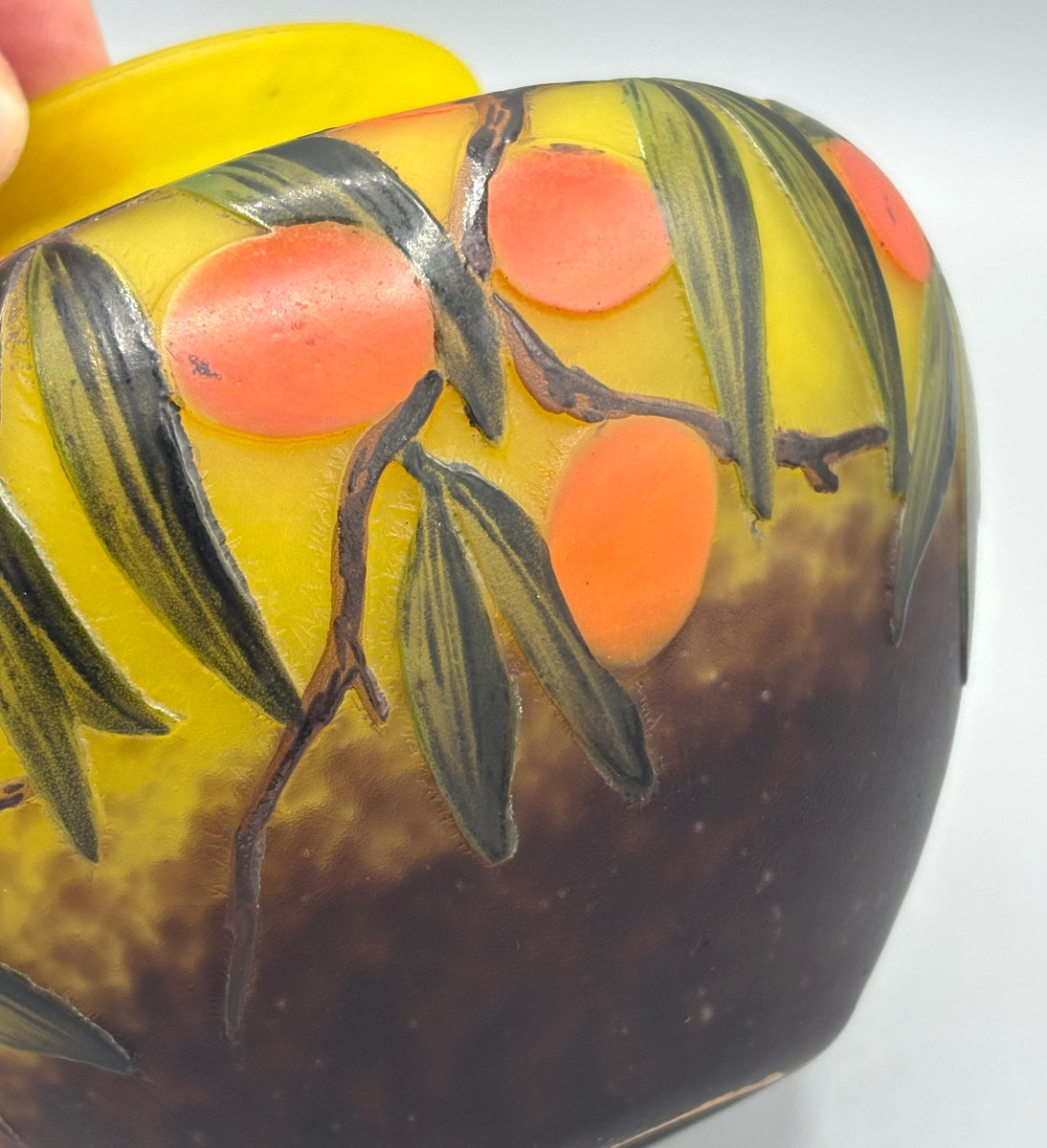Rare Vase Art Déco "Arbousiers" Schneider - Le Verre Français-photo-3