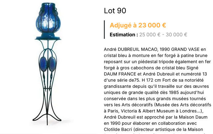 Daum France et André Dubreuil Sellette "Macao" en Cristal et Fer Forgé-photo-7