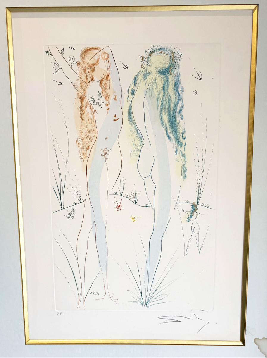 Salvador Dali "return, O Shulamite" Drypoint In Color