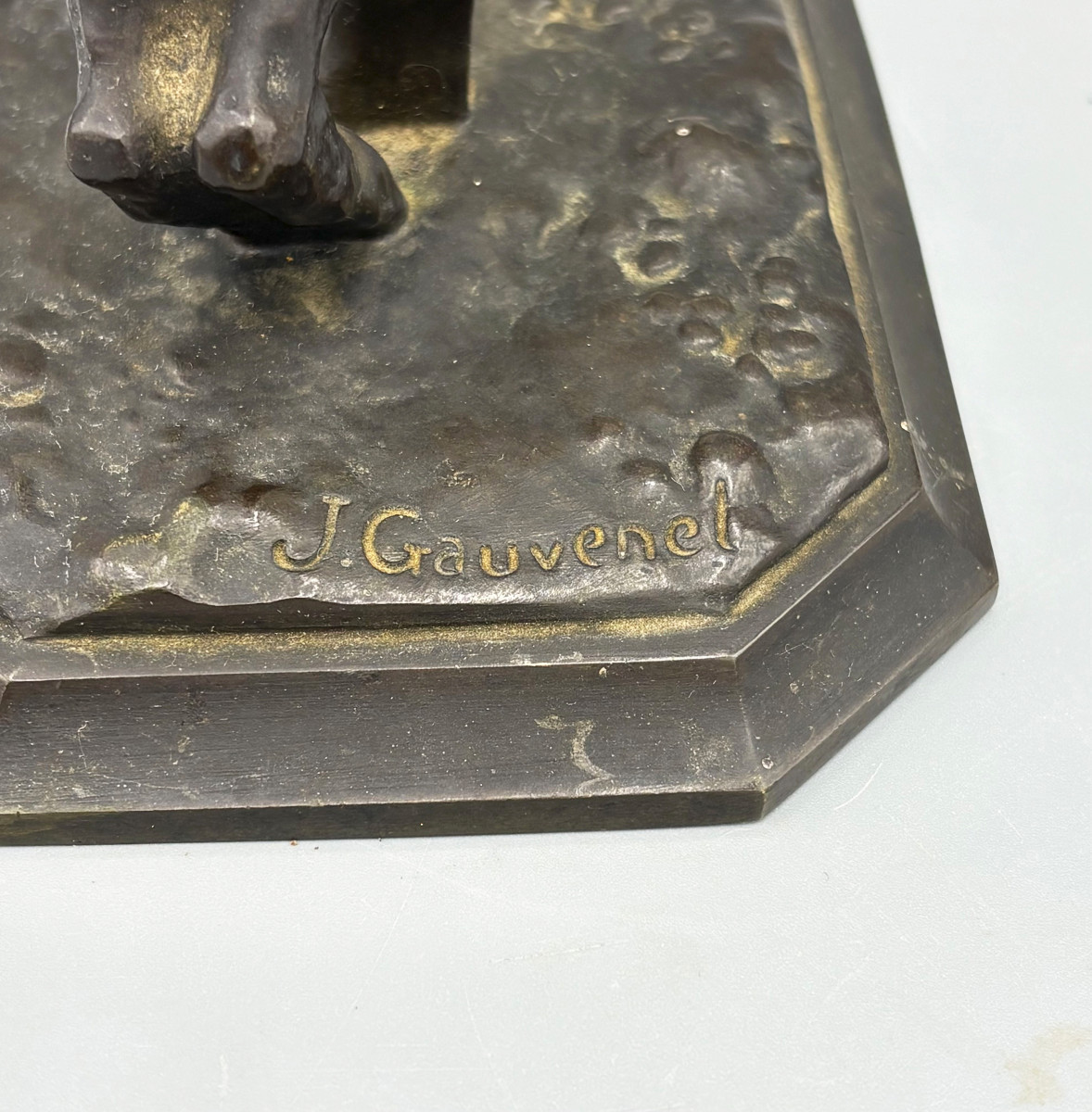 Jean-Baptiste Gauvenet "Bacchante nue avec Bouc" Sculpture en Bronze Art Déco-photo-3