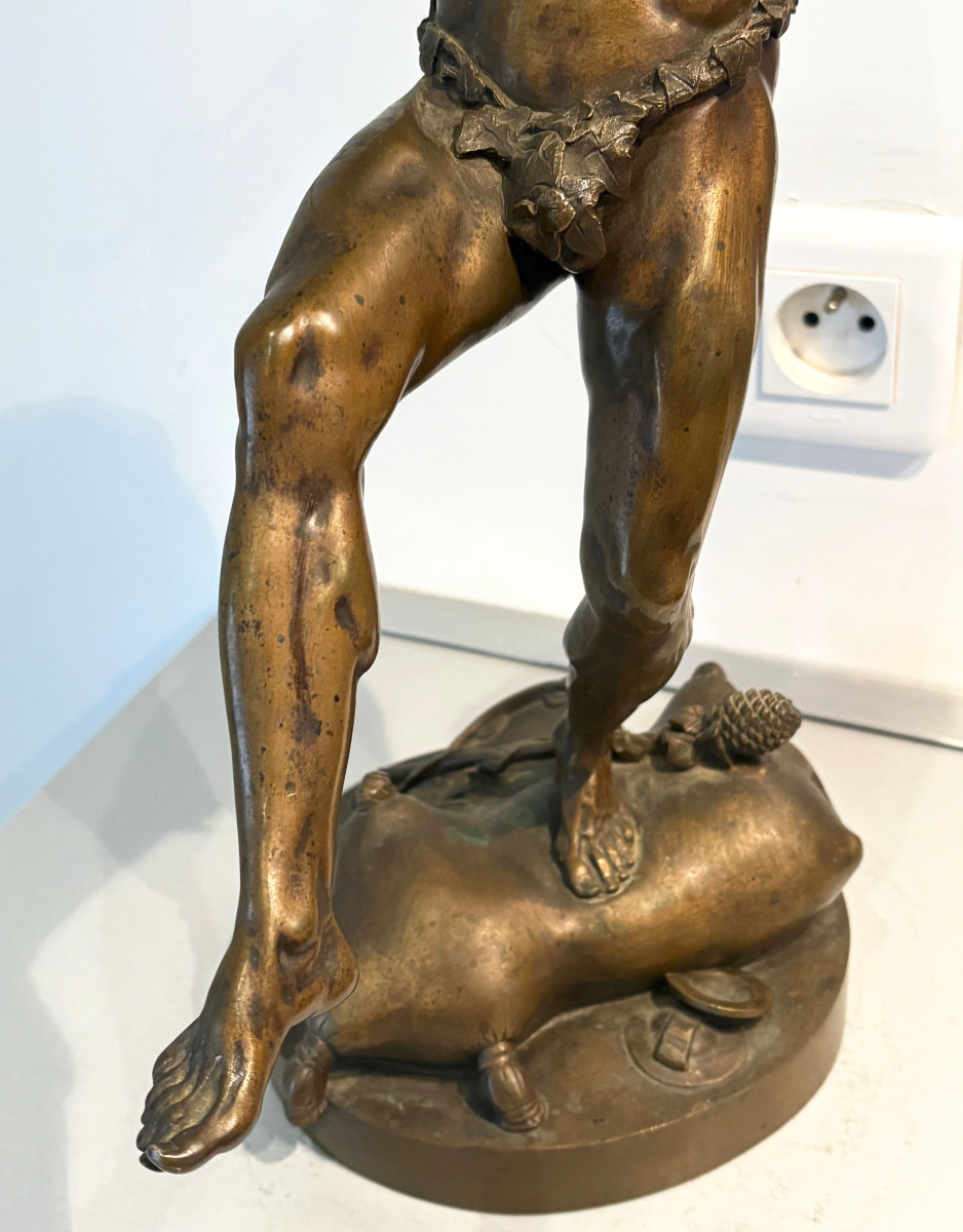 Eugène Louis Lequesne "Faune Dansant" Sculpture en Bronze XIXe-photo-3