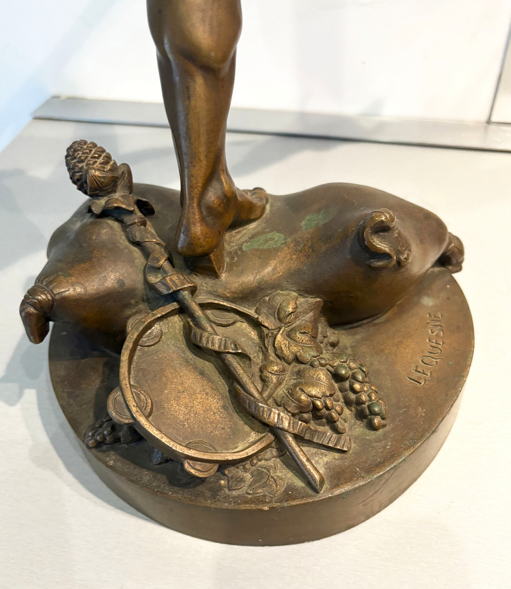 Eugène Louis Lequesne "Faune Dansant" Sculpture en Bronze XIXe-photo-5
