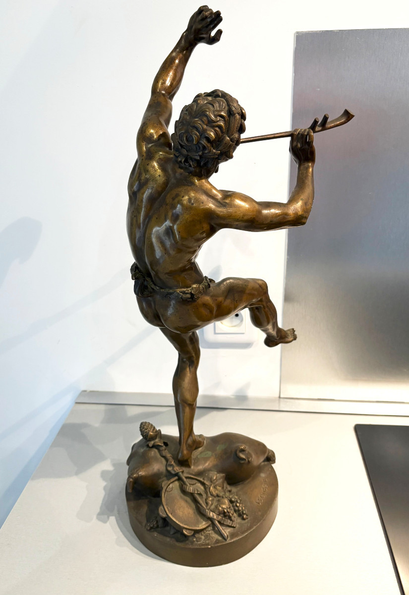 Eugène Louis Lequesne "Faune Dansant" Sculpture en Bronze XIXe-photo-1