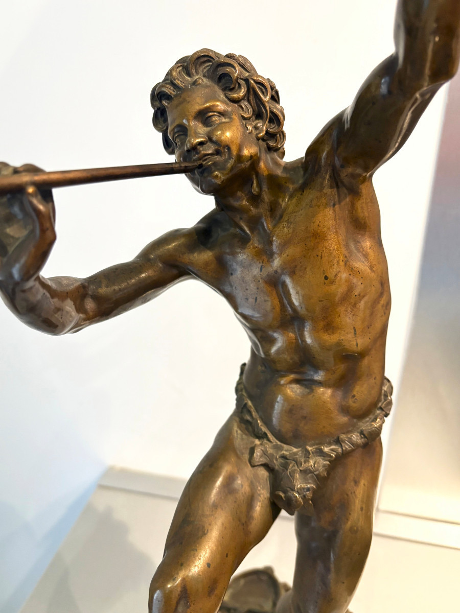 Eugène Louis Lequesne "Faune Dansant" Sculpture en Bronze XIXe-photo-2