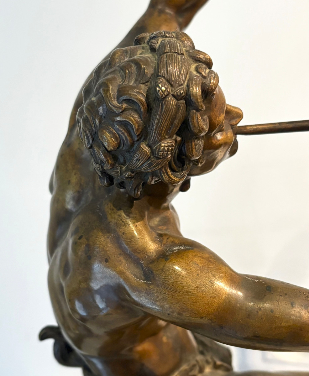 Eugène Louis Lequesne "Faune Dansant" Sculpture en Bronze XIXe-photo-3