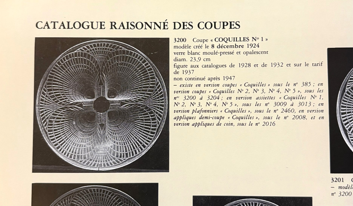 Art Deco Bowl "shells No. 1" By René Lalique, Opalescent Glass-photo-6