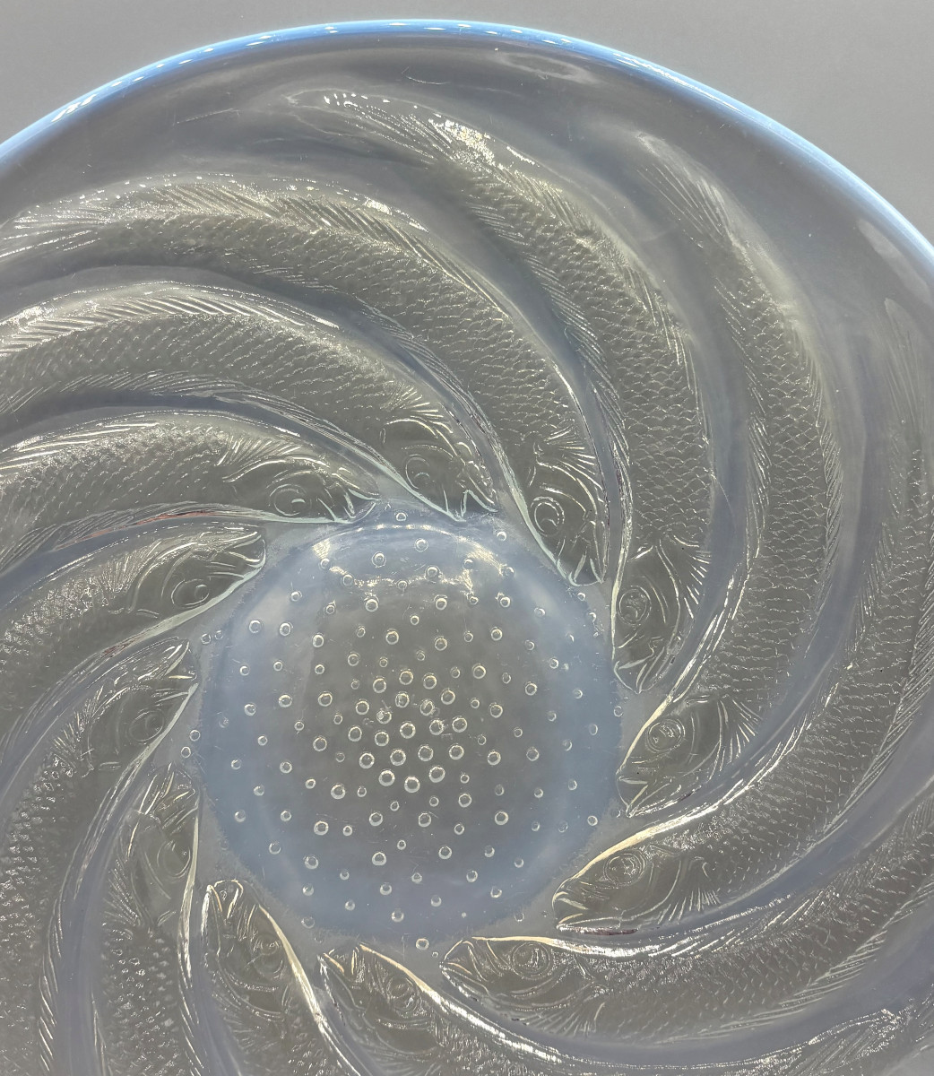 Coupe Art Déco "Poissons N°1" René Lalique Verre Opalescent-photo-3