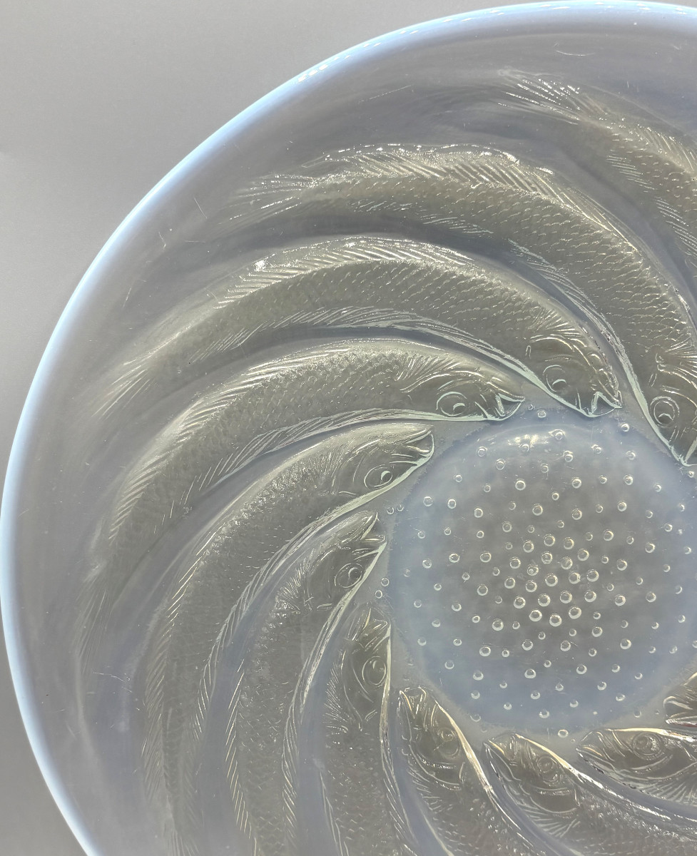 Coupe Art Déco "Poissons N°1" René Lalique Verre Opalescent-photo-4