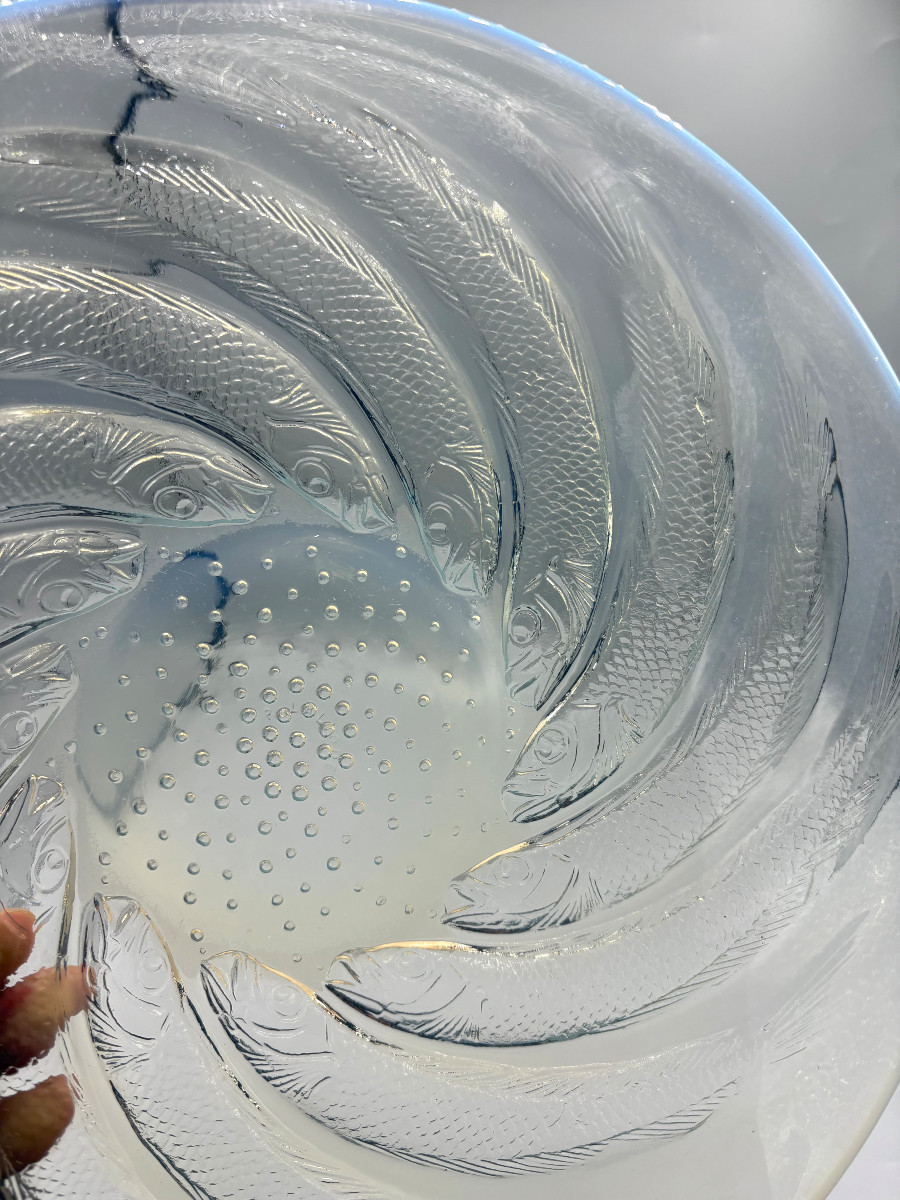 Coupe Art Déco "Poissons N°1" René Lalique Verre Opalescent-photo-2
